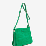 Suede shoulder bag in green