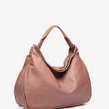 Pink leather hobo bag