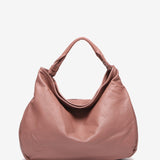 Pink leather hobo bag