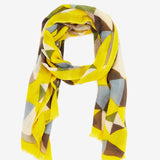 Geometric pattern wool scarf in amber