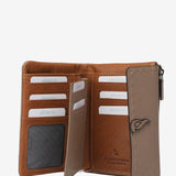 Kleine Lederbörse in Beige.