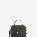 Braided leather shoulder bag in green