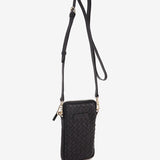 Black braided leather mobile phone bag