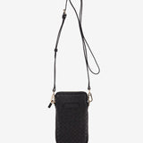 Black braided leather mobile phone bag