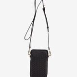 Black braided leather mobile phone bag