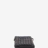 Black braided leather mobile phone bag