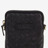 Black braided leather mobile phone bag