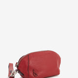 Red leather toiletry bag