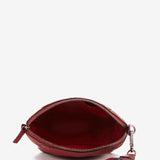 Red leather toiletry bag