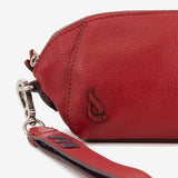 Red leather toiletry bag