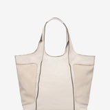 Beige leather shopper bag