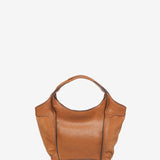 Piccola borsa shopper in pelle color cognac