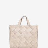 Shopper de piel trenzada en beige