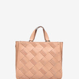 Pink braided leather shopper