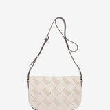 Braided leather shoulder bag in beige