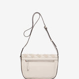 Braided leather shoulder bag in beige