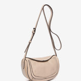 Small beige leather crossbody bag