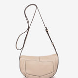 Small beige leather crossbody bag