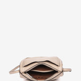 Small beige leather crossbody bag