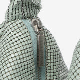 Green metal mesh handbag