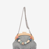 Grey rhinestone handbag