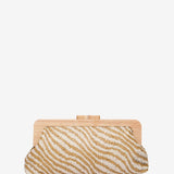 Clutch de fiesta animal print en camel