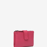 Small leather wallet in fuchsia