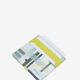 Geometric print leather card holder in green