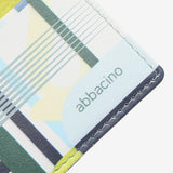 Geometric print leather card holder in green