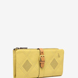 Cartera grande de piel troquelada en amarillo