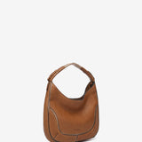 Piccola borsa a tracolla in pelle color cognac