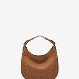 Piccola borsa a tracolla in pelle color cognac