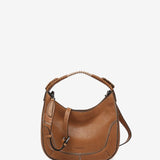 Piccola borsa a tracolla in pelle color cognac