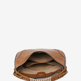 Piccola borsa a tracolla in pelle color cognac