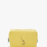 Large yellow leather toiletry bag