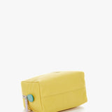 Large yellow leather toiletry bag