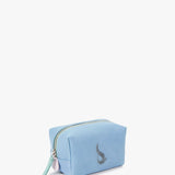 Medium blue leather toiletry bag