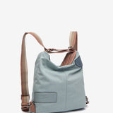Bolso convertible en mochila en materiales reciclados en azul
