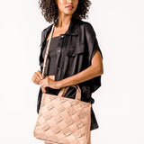 Pink braided leather shopper