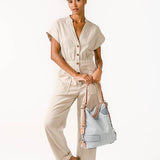 Bolso convertible en mochila en materiales reciclados en azul