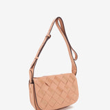 Braided leather shoulder bag in pink