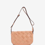 Braided leather shoulder bag in pink