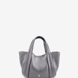 Small leather handbag in silver