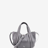 Small leather handbag in silver