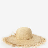 Straw hat with bow in beige