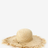 Straw hat with bow in beige