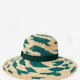 Straw hat in green and beige