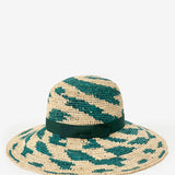 Straw hat in green and beige