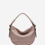 Bolso de hombro en piel beige