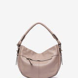 Bolso de hombro en piel beige